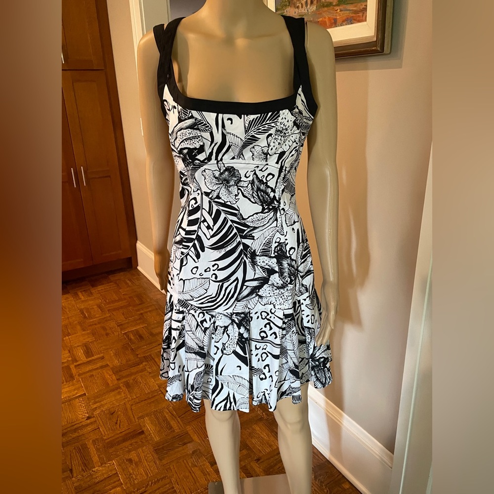 New with tags black-and-white multistrap Karen Millen minidress, size 8 (US)